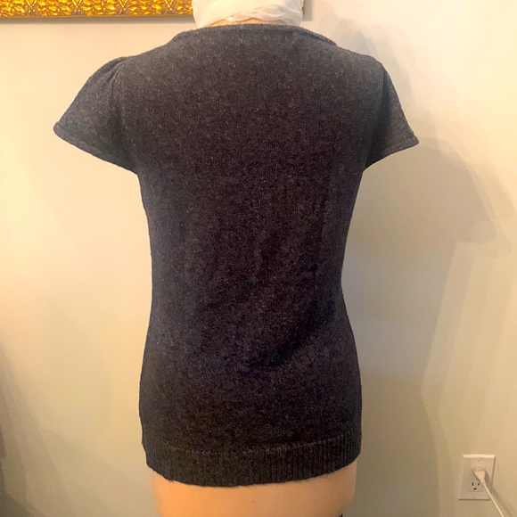 Mac & Jac cotton/acrylic blend charcoal pullover sweater with floral detail - Picture 3 of 5